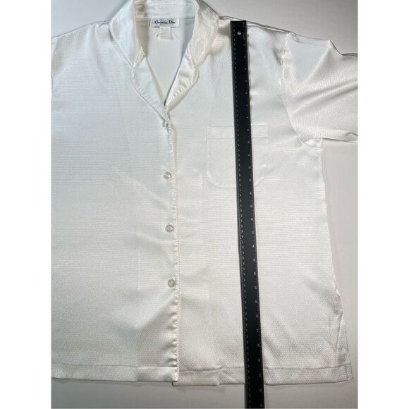 Vintage Christian Dior Women's Button Luxury Sleep Shirt Size Extra Large White - Picture 7 of 8